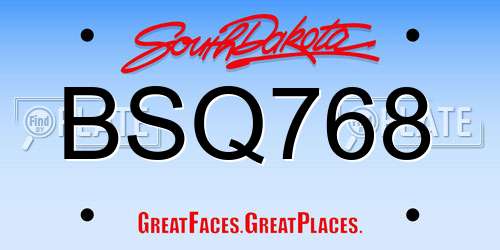 BSQ768 South Dakota License Plate