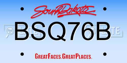 BSQ76B South Dakota License Plate