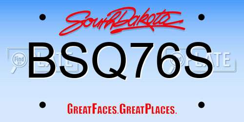 BSQ76S South Dakota License Plate