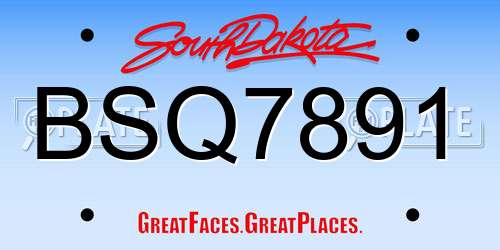 BSQ7891 South Dakota License Plate