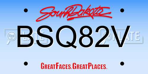 BSQ82V South Dakota License Plate