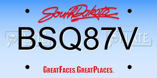 BSQ87V South Dakota License Plate