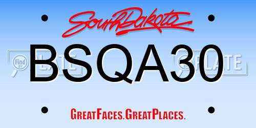 BSQA30 South Dakota License Plate