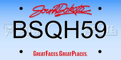 BSQH59 South Dakota License Plate