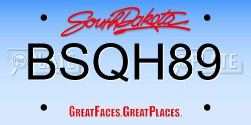 BSQH89 South Dakota License Plate