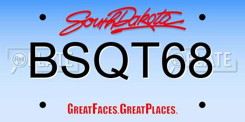 BSQT68 South Dakota License Plate