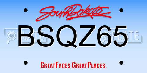 BSQZ65 South Dakota License Plate