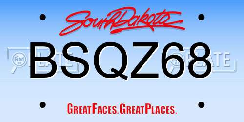 BSQZ68 South Dakota License Plate