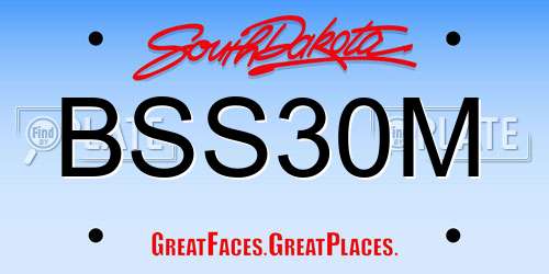 BSS30M South Dakota License Plate