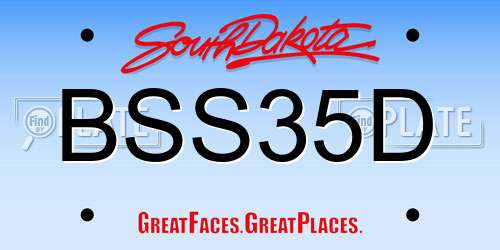 BSS35D South Dakota License Plate