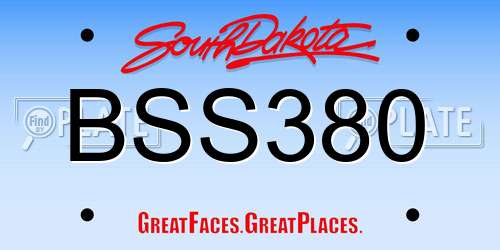 BSS380 South Dakota License Plate