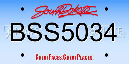 BSS5034 South Dakota License Plate