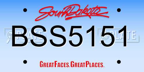 BSS5151 South Dakota License Plate