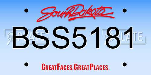 BSS5181 South Dakota License Plate