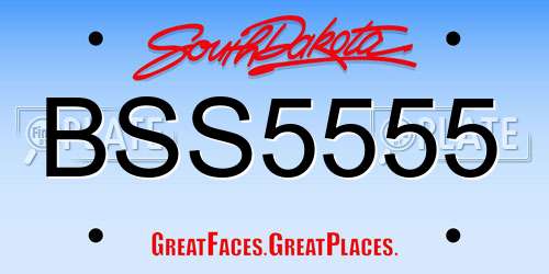BSS5555 South Dakota License Plate