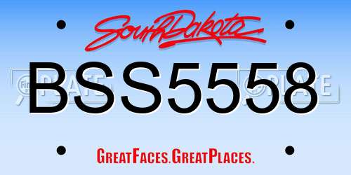 BSS5558 South Dakota License Plate