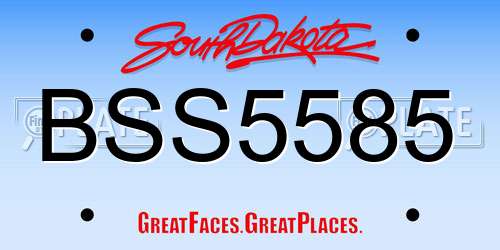 BSS5585 South Dakota License Plate