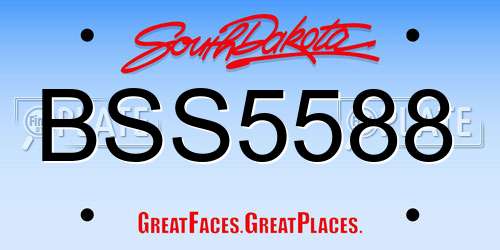 BSS5588 South Dakota License Plate