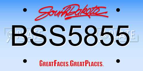 BSS5855 South Dakota License Plate