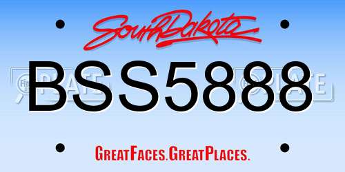 BSS5888 South Dakota License Plate