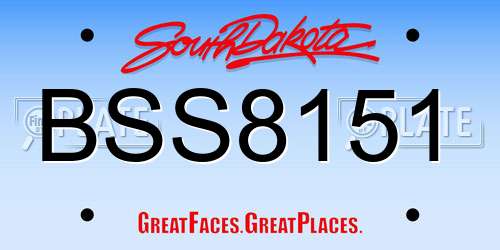 BSS8151 South Dakota License Plate