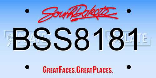 BSS8181 South Dakota License Plate