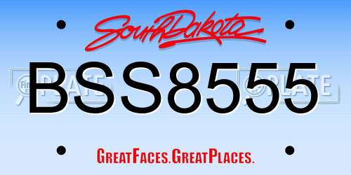 BSS8555 South Dakota License Plate