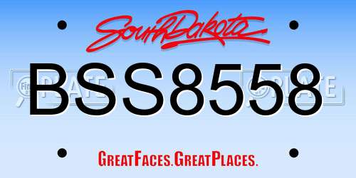 BSS8558 South Dakota License Plate