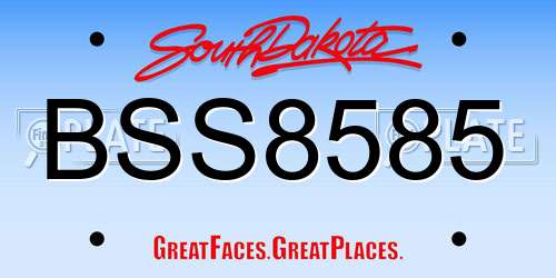 BSS8585 South Dakota License Plate