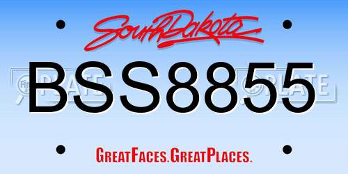 BSS8855 South Dakota License Plate