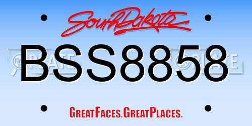 BSS8858 South Dakota License Plate