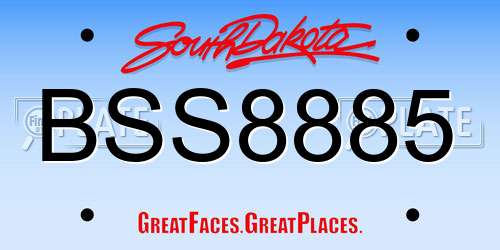 BSS8885 South Dakota License Plate
