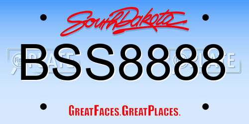 BSS8888 South Dakota License Plate