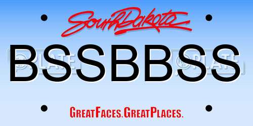 BSSBBSS South Dakota License Plate