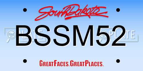 BSSM52 South Dakota License Plate