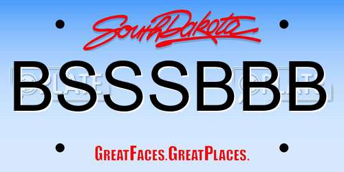 BSSSBBB South Dakota License Plate