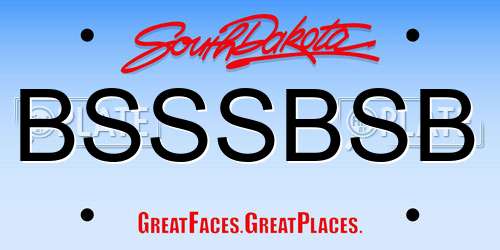 BSSSBSB South Dakota License Plate