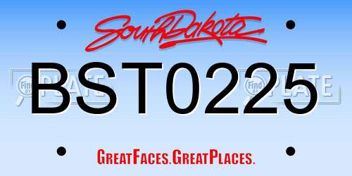 BST0225 South Dakota License Plate