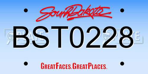 BST0228 South Dakota License Plate