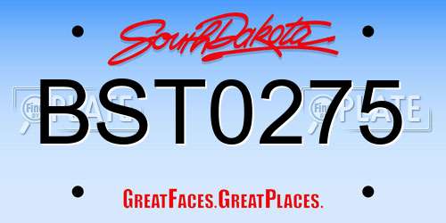 BST0275 South Dakota License Plate