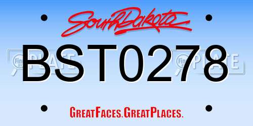 BST0278 South Dakota License Plate
