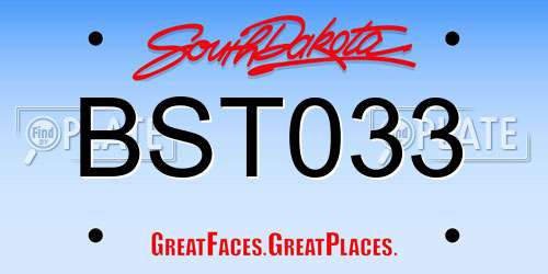BST033 South Dakota License Plate