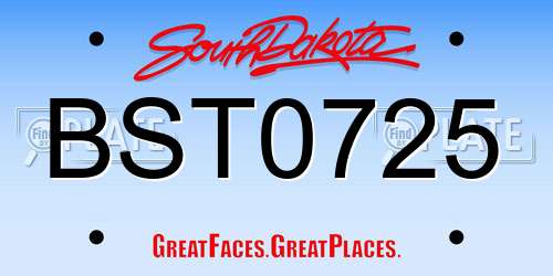 BST0725 South Dakota License Plate