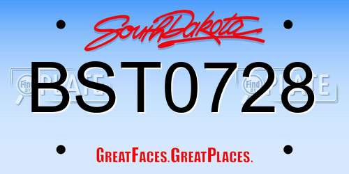 BST0728 South Dakota License Plate