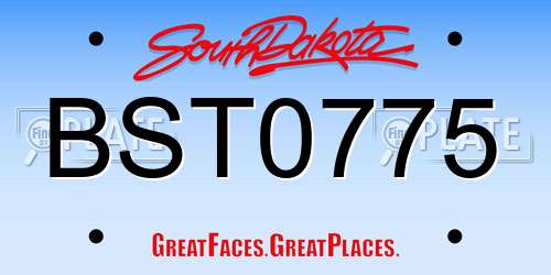 BST0775 South Dakota License Plate