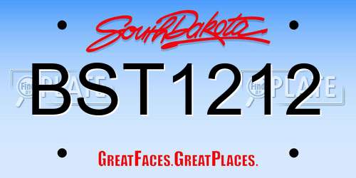 BST1212 South Dakota License Plate