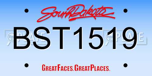 BST1519 South Dakota License Plate