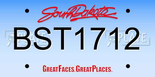 BST1712 South Dakota License Plate