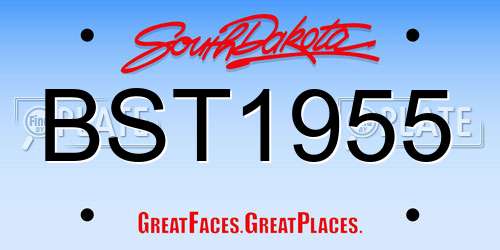 BST1955 South Dakota License Plate