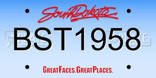 BST1958 South Dakota License Plate